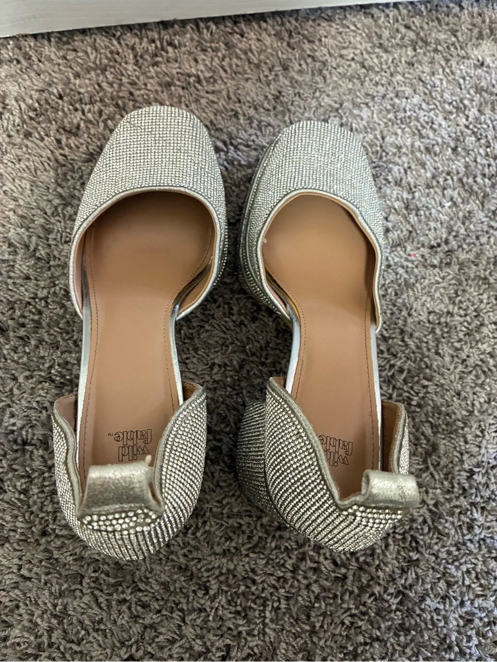 Wild fable Silver Rhinestone Platform Block Heel Pumps